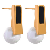 Pearl Stainless Steel Stud Earrings Acrylic Jewelry Women