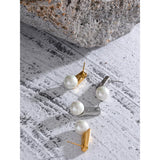 Pearl Stainless Steel Stud Earrings Acrylic Jewelry Women