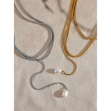 316l Stainless Steel Layered Overlay Long Chain Natural Pearl Necklace