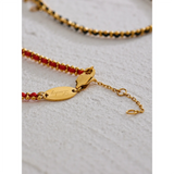 Red Poly Thread Chain Bracelet Bangle Stainless Steel Dainty Jewelry