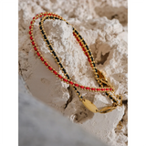 Red Poly Thread Chain Bracelet Bangle Stainless Steel Dainty Jewelry