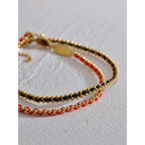 Red Poly Thread Chain Bracelet Bangle Stainless Steel Dainty Jewelry