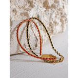 Red Poly Thread Chain Bracelet Bangle Stainless Steel Dainty Jewelry