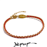 Red Poly Thread Chain Bracelet Bangle Stainless Steel Dainty Jewelry
