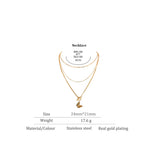Butterfly Layered Pendant Necklace Stainless Steel 18K Metal Women Necklace