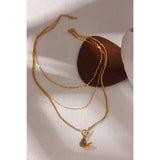 Butterfly Layered Pendant Necklace Stainless Steel 18K Metal Women Necklace