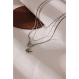 Butterfly Layered Pendant Necklace Stainless Steel 18K Metal Women Necklace
