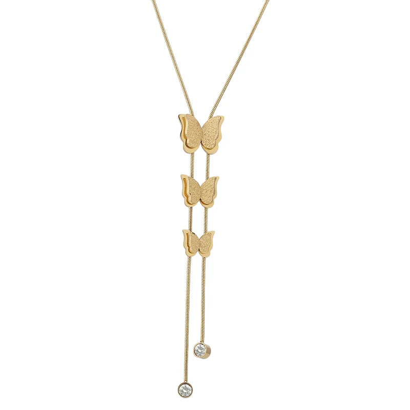 Butterfly Sexy Pendant Necklace for Women Cubic Zirconia Jewelry