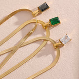 Geometric CZ Drop Necklace Golden Jewelry PVD Waterproof