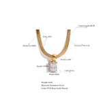 Geometric CZ Drop Necklace Golden Jewelry PVD Waterproof