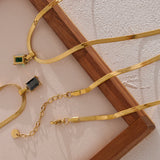 Geometric CZ Drop Necklace Golden Jewelry PVD Waterproof
