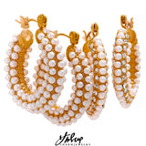 Stainless Steel Pearls Hoop Huggie Earrings Romantic Charm