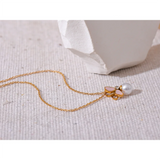 Shell Butterfly Pearl Pendant Necklace Stainless Steel Jewelry Gift