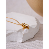 Shell Butterfly Pearl Pendant Necklace Stainless Steel Jewelry Gift