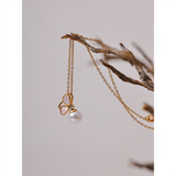 Shell Butterfly Pearl Pendant Necklace Stainless Steel Jewelry Gift