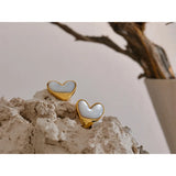 Heart Love Stud Earrings Stainless Steel Natural Shell Charm Jewelry