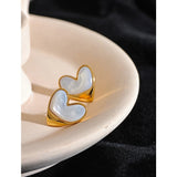 Heart Love Stud Earrings Stainless Steel Natural Shell Charm Jewelry