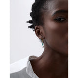 Stainless Steel Natural Stone Freshwater Pearl Bead Drop Hoop Earrings