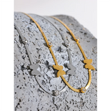 Stainless Steel Butterfly CZ Collarbone Chain Necklace