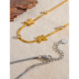 Stainless Steel Butterfly CZ Collarbone Chain Necklace