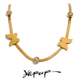 Stainless Steel Butterfly CZ Collarbone Chain Necklace