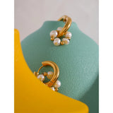 Natural Pearls Stainless Steel Waterproof Huggie Hoop Earrings