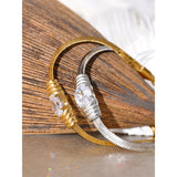 CZ Snake Chain Stainless Steel Bracelet Bangle for Women