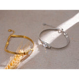 CZ Snake Chain Stainless Steel Bracelet Bangle for Women