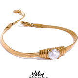 CZ Snake Chain Stainless Steel Bracelet Bangle for Women