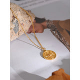 Celestial Sun Moon Pendant Necklace Stainless Steel Charm Jewelry