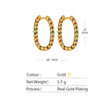 Rainbow CZ Hoop Earrings High Cubic Zirconia Geometric Hollow Charm Jewelry