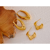 Geometric Drop Hoop Earrings Stainless Steel