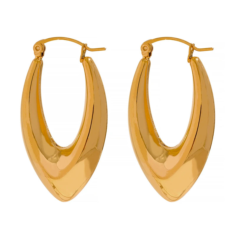 Geometric Drop Hoop Earrings Stainless Steel