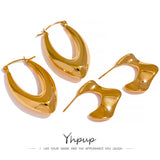 Geometric Drop Hoop Earrings Stainless Steel