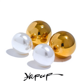 Stainless Steel Pearl Stud Earrings for Women