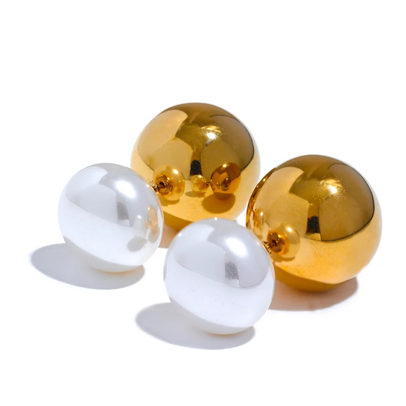 Stainless Steel Pearl Stud Earrings for Women