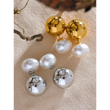Stainless Steel Pearl Stud Earrings for Women