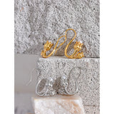 Pearls Tulip Flower Earrings 18K PVD Copper Jewelry
