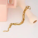 Stainless Steel Bangle Bracelet for Women, Golden Metal Texture Jewelry