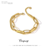 Stainless Steel Bangle Bracelet for Women, Golden Metal Texture Jewelry