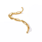 Stainless Steel Bangle Bracelet for Women, Golden Metal Texture Jewelry