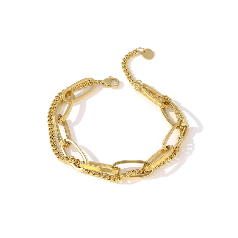 Stainless Steel Bangle Bracelet for Women, Golden Metal Texture Jewelry