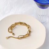 Stainless Steel Bangle Bracelet for Women, Golden Metal Texture Jewelry