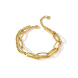 Stainless Steel Bangle Bracelet for Women, Golden Metal Texture Jewelry