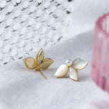 Shell Flower Stud Earrings Simulated Pearls Jewelry for Women