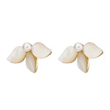 Shell Flower Stud Earrings Simulated Pearls Jewelry for Women