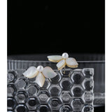 Shell Flower Stud Earrings Simulated Pearls Jewelry for Women