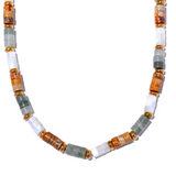 Natural Stone Beads Chain Necklace Stainless Steel Waterproof Collar Jewelry