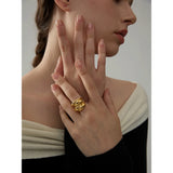 Stainless Steel Water Drop Wide Ring for Women