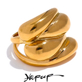 Stainless Steel Water Drop Wide Ring for Women